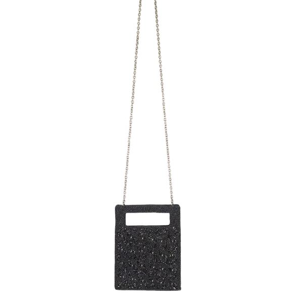 Inge Christopher Bag Handbag Womens Dark Gray Black Square Clutch Formal Beaded - Picture 5 of 12